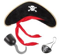 GALPADA 1 Set Pirate Costume Set with Eye Patch, Hook, And Hat, Pirate Themed Costume Kit for Kids Party, Masquerade, Halloween, And Cosplay