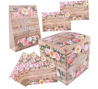 GALPADA 1 Set Shower Prediction Advice Cards Gender Reveal Game Box for Shower Parties Floral Theme Fun Prediction Cards for Guests to Share Heartfelt Wishes