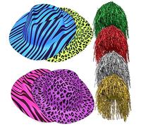 GALPADA 1 Set Tinsel Wigs Animal Print Hats Fun Dress Up Props for Rave Fancy Dress Parties and Photo Booths Fits Random Color