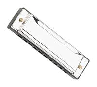 GALPADA 10 Hole Key of C Harmonica for Adults and Beginners, Portable Musical Instrument with Stainless Steel Body, Ergonomic Design, and Sleek Silver Finish for Blues and Folk Music