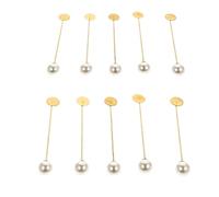 GALPADA 10 Pcs Corsage Brooch Pins with Brown Gold Pearl Long Needle Stick Pins for Jackets and Boutonniere Accessories for Women’S Clothing