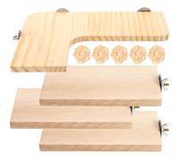 GALPADA 10 Pcs Wooden Hanging Jumping Board Set Hamster Platform Toys Chinchillas Guinea Pig Parrot Perch Cage Shelf Small Animal Wood Ledge Accessories Enrichment Boredom Breaker Playpen Beige 27 cm
