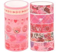 GALPADA 10 Rolls Valentine Washi Tape Decorative DIY Paper Tape for Crafts, Scrapbooking, Handbook Decors, Wrapping, Party Decoration