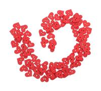GALPADA 100 Pieces Wooden Heart Shaped Buttons Red Sewing Accessories Resistant to Deformation Easy to Sew for Special Occasions and Themed Outfits