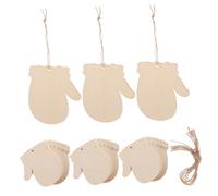 GALPADA 100 Sets Blank Wooden Gloves Cutouts with Twine Unfinished Christmas Tree Decorations for DIY Crafts Wood Tags for Holiday Hanging Ornaments and Party Wall Decor