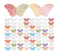 GALPADA 100Pcs 8X15Mm Gradient Color Lampwork Glass Butterfly Beads for Jewelry Making, DIY Bracelet Necklace Spacer Charms, Mixed Color Craft Supplies for Wristbands and Earrings
