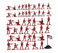 GALPADA 100pcs Miniature Military Soldier Models Figurines for Crafts Sand Table Decoration Red with Random Flags for Collection and Play