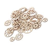 GALPADA 100pcs Wooden Gear Slices for DIY Craft Projects Unfinished Beige Wood Ornaments to Assemble and Develop Logical Thinking, Present