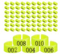 GALPADA 100pcs Yellow Plastic Numbered Identification Leg Rings for Birds and Quails, Easy to Use Pp Material Poultry Foot Bands Numbering, for Poultry Farm Equipment and Bird