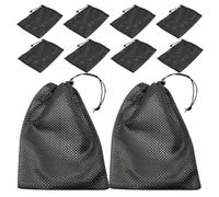 GALPADA 10pcs Black Polyester Mesh Drawstring Bags and Laundry Easy Access Multifunctional Storage Bags for Gym and Beach Use with Cord Lock Closure