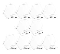 GALPADA 10pcs Blank Acrylic Hexagon Table Signs with Bases Reusable and Easy to Write Wedding Guest Place Names for Banquets and Business Talks