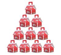 GALPADA 10pcs Christmas Candy Box House Shaped Cookie Packaging Boxes for Holiday Bakery Treats Gingerbread for Christmas Party Favor
