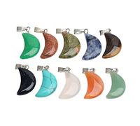 GALPADA 10pcs Crescent Moon Shaped Charm Pendants Natural Stone Moon Crescent-shaped Pendant Necklace Accessories for Jewelry Making Crafts Random Color