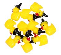 GALPADA 10pcs Duck Wizard Hat Ornaments Tiny Ducks Resin Animal Figurines for Halloween Home Decor Living Fairy Statues