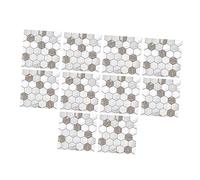 GALPADA 10pcs Marble Imitation PVC Wall Stickers Tile Decoration for Living Room Smooth Surfaces Home Decor Brown White