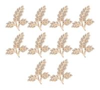 GALPADA 10pcs Mini Rhinestone Leaf Charms with Sturdy Iron Material, Golden Leaf-shaped DIY Accessories for Phone Case and Hair Pin Craft Embellishments