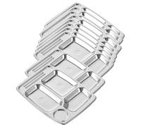 GALPADA 10pcs Miniature Divided Food Plates Silver Dollhouse Kitchen Decor DIY Accessories for Tiny Play House Crafting and Mini Life Scenes