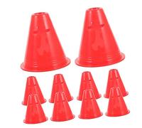 GALPADA 10Pcs Red Training Marker Cones PE Agility Cones for Roller Skating Soccer Football Basketball Fitness Drills with Stable Flat Bottom for Wind Resistance