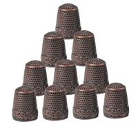 GALPADA 10Pcs Retro Copper Sewing Thimbles Finger Protectors with Slip Dent Pattern Lightweight and Compact Finger Caps for DIY Cross Stitch and Tailoring Craft Use