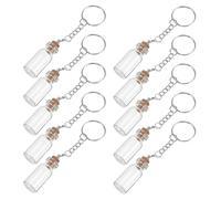 GALPADA 10pcs Small Glass Wishing Bottles with Cork Stoppers and Metal Keyring, Lightweight Decorative Items for DIY Crafts and Wedding Favors Keychains
