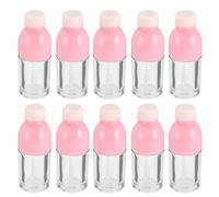 GALPADA 10pcs Small Transparent Lip Gloss Bottles Pack Refillable Plastic Containers for Lip Oil Portable Travel Cosmetic Tubes for Women Pink