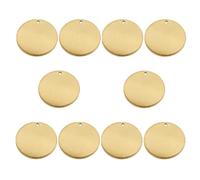 GALPADA 10Pcs Stainless Steel Gold-Plated Round Pet Id Tags Blank DIY Dog Pendant Accessories for Engraving and Custom Lettering, Suitable for Pet Collars and Traction Rope