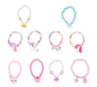 GALPADA 10pcs Unicorn Rainbow Bead String Bracelet Rose Wristlet Ice Cream Marine Animal Cartoon Kids Charm Bracelets for Girls Festival Accessories Random Color Random Style