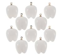 GALPADA 10pcs White Resin Mini Tooth Dangle Charms for DIY Jewelry Making, Versatile Accessories for Bracelets and Necklaces, Cute Realistic Tooth Design for Dentist
