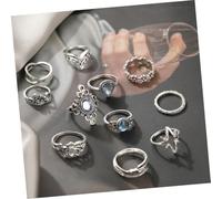 GALPADA 11 Pcs Joint Rings Vintage Style Carved Finger Rings with Gem Leaf Design for Women Fashion Jewelry