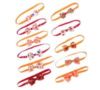GALPADA 11pcs Adjustable Pet Bow Tie Collars for Dogs and Cats Autumn Halloween Thanksgiving Neckties with Pumpkin and Maple Leaf Patterns Comfortable Soft Puppy Grooming Accessories for