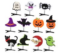 GALPADA 11Pcs Halloween Cartoon Hair Clips Set Pumpkin Ghost Cat Bat Accessories for Parties Easy to Wear Durable Design for Masquerades and Photography