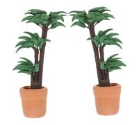 GALPADA 12 Miniature Dollhouse Potted Plants, Artificial Brazilian Money Tree Bonsai Greenery for DIY Dollhouse Accessories and Mini Furniture Decor