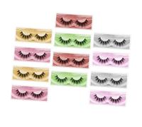 GALPADA 12 Pairs Mixed Curl False Eyelashes for Lightweight Natural Looking Fiber Lashes with Vibrant Yellow Green Purple Red Silver Pink Shades Easy to Wear for Daily and Party Makeup