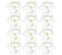 GALPADA 12 Sets Mini Rosary Prayer Bead Bracelet Religious Rosary Bracelet with Pearl Cross Mesh Alloy for Wedding Party Spiritual Well-being Elegant Fashionable Style