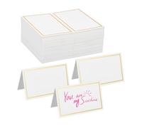 GALPADA 120pcs Double Sided Gold Foil Place Cards Blank Folding Table Tents for Names Easy to Fold Cardstock Seating Cards for Wedding Banquets Parties and Events