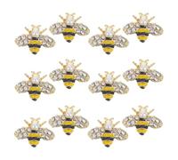 GALPADA 12Pcs Alloy Bee Charms Nail Charm Crystal Rhinestone Creative Playful Design Safe Sturdy for DIY Nail Art and Professional Salons