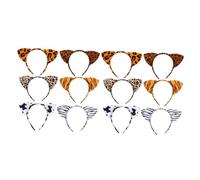 GALPADA 12pcs Animal Ear Headbands Creative Costume Hair Hoops for Parties Festivals Stage Performances Unique Design with Tiger Zebra Leopard Cow and Pink Patterns for DIY Headdresses