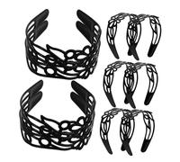 GALPADA 12pcs Black Floral Wide Headbands for Women Vintage Hollow Rose Design Plastic Hairbands Comfortable Non Slip Bridal Party Costume Styling Accessory