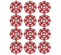 GALPADA 12pcs Cast Iron Round Wheel Valve Handle with Internal Square 6x6mm Stem Hole for Outdoor Garden Hose Faucets and Wall Hydrants, Red Sillcock Valve Repair Handle with Easy-to-Grip