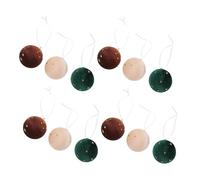 GALPADA 12pcs Flocked Holiday Tree Ball Pendants with Studded Gold Thread Soft Plush Fading Resistant Christmas Ornaments Brown Dark Green for Festive Tree and Garland Decorations