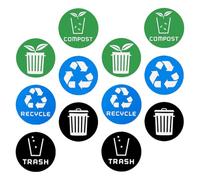 GALPADA 12pcs Garbage Classification Sign Stickers PVC Large Size Waterproof Trash Sorting Label Sticker Assorted Colour Simple to Operate for Home Waste Recycling