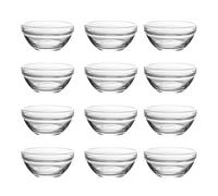 GALPADA 12pcs Stackable Round Glass Dessert Bowls 75ml Pudding Bowls with Fine Polish for Food Serving and Home Use Oven Safe Multi-Function Glass