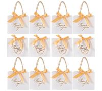 GALPADA 12pcs White Paper Wedding Goodies Bags with Delicate Ribbon Handles for Candy and Small Treats, for Banquets and Wedding Parties