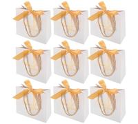 GALPADA 12pcs White Paper Wedding Tote Present Pouch with Handle and Ribbon for Chocolate and Candy, Delicate Party Bag for Wedding Party and Banquet Favour