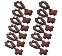 GALPADA 12pcs Wooden Cross Ring Set Handheld Rosary with Comfort Fit and Lightweight Design, Elegant Spiritual Pocket Cross Ornament for Church Services and Baptism Favors