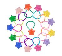 GALPADA 14pcs Colorful Hair Elastics for Thin Hair with Star Charms Elastic Ponytail Holders for Teens for Secure Versatile Styling
