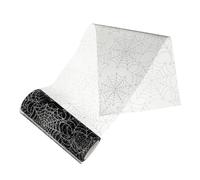 GALPADA 15cm X 10 Yards Black and Silver Organza Mesh Ribbon Halloween Spider Web Fabric for DIY Crafting, Outdoor Halloween Decorations, Delicate Spider Web Ribbon for Party Decor