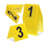 GALPADA 15pcs Multi Function Table Numbers Reusable Table Setting Cards with Yellow Background and Black Text Crime Scene Party Decorations for Restaurants Detective Game Theme Flexible