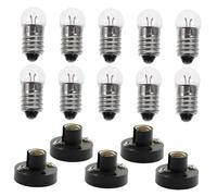 GALPADA 15pcs Screw Base Mini Bulbs and Plastic Lamp Holders for Student Experiment Lighting Easy Install Flat Lamp Head Design for Physics Teaching and DIY Electrical Circuits