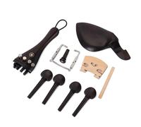 GALPADA 15pcs Violin Ebony Fittings Set with Fish Eyes Including Tailpiece, Chinrest, Endpin, Tail Gut 4 Pegs for String Instrument Repair and Maintenance